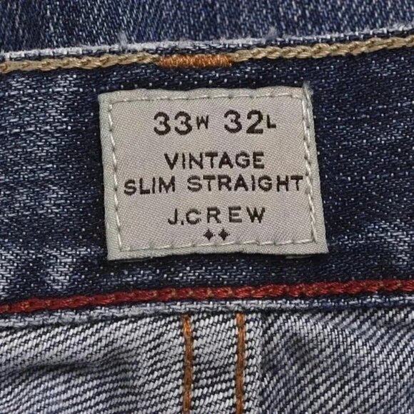 J. Crew Factory Vintage Slim Straight Blue Jeans Size 33x32 - Picture 5 of 6